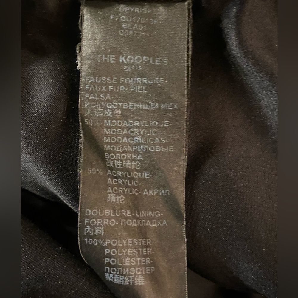 The Kooples Luxe Black Patterned Faux Fur teddy double breasted Coat SM / MED 1 - Picture 6 of 8